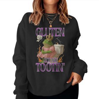 Gluten Got Me Tootin Sarcastic Gluten Frog Meme Celiac Women Sweatshirt | Seseable CA