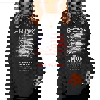 God Bless America 250 Years 1776-2026 Christian Cross Flag Women Sweatshirt - Thegiftio