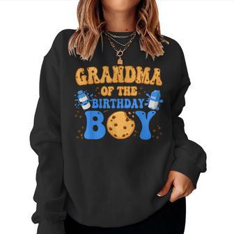 Grandma Of The Birthday Boy Milk And Cookies Lover Women Sweatshirt - Thegiftio UK