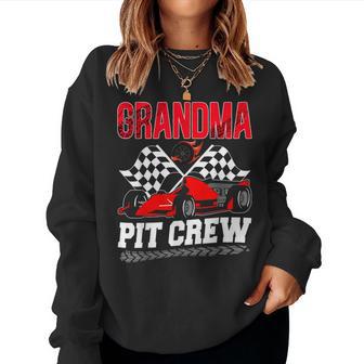 Grandma Pit Crew Racing Family Race Car Birthday Boy Women Sweatshirt - Thegiftio UK