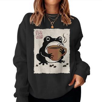 Grumpy Frog Coffee Espresso Anime Japanese Women Sweatshirt | Seseable CA