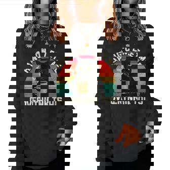 Hang On Let Me Overthink This Black Cat Coffee Sarcastic Women Sweatshirt - Monsterry