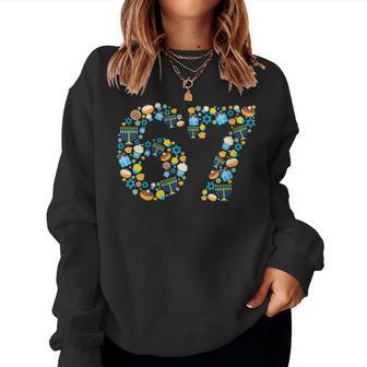 Hanukkah Menorah Dreidel 67 Festive Chanukah Six Seven Meme Women Sweatshirt - Thegiftio UK