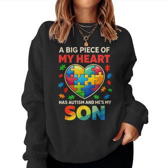 My Heart Has Autism Proud Autism Parent Dad Mom Autism Son Women Sweatshirt - Monsterry