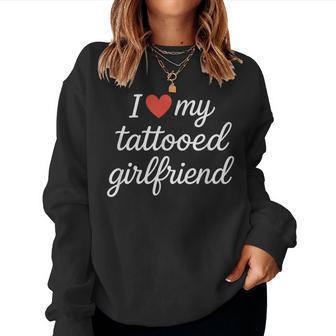 I Heart My Tattooed Girlfriend かわいいレッドハートデザイン レディーススウェットシャツ - Kawaiitshirt