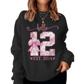 Hello Twelve Est 2014 12Th Birthday Coquette 12 Year Girl Women Sweatshirt - Thegiftio UK