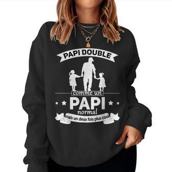 Homme Papi De Deux Petits-Filles Grand-Père De 2 Papy Double Sweat-shirt pour femme - Cadeauxyz