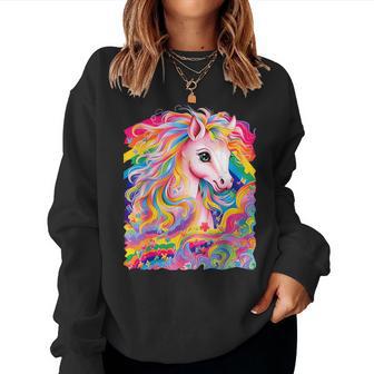 Horse Colorful Rainbow Vibrant Graphic Women Sweatshirt | Mazezy