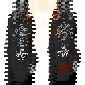 Iced Coffee Queen Messy Bun Cold Brew Coffee Quote Women Sweatshirt | Mazezy