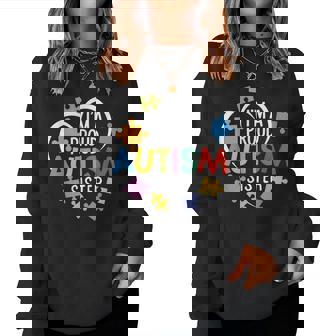 I'm A Proud Autism Sister Awareness Love Heart Puzzle Girls Women Sweatshirt | Mazezy