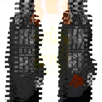 Iron Sharpens Iron Christian Camo Scripture Gym Workout Women Sweatshirt | Mazezy