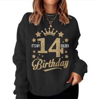 It's My 14Th Golden Birthday 14 Year Old Bday Groovy Women Sweatshirt - Thegiftio UK