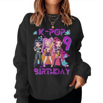 It's My 9Th Birthday Cute Chibi Kpop 9Th Birthday Girl Women Sweatshirt - Thegiftio