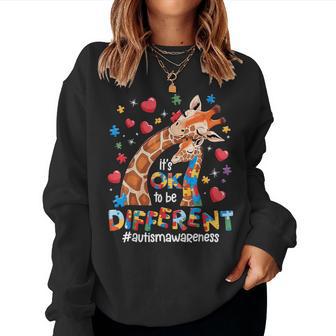 It's Ok To Be Different Autism Awareness Cute Giraffe Animal Women Sweatshirt - Monsterry