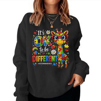 It's Ok To Be Different Autism Awareness Giraffe Women Sweatshirt - Thegiftio UK