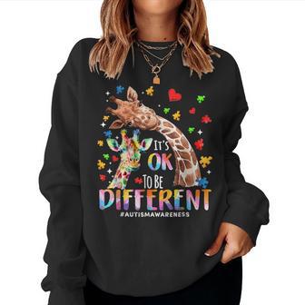 Its Ok To Be Different Autism Mom Mama Cute Giraff Autism Women Sweatshirt | Seseable UK
