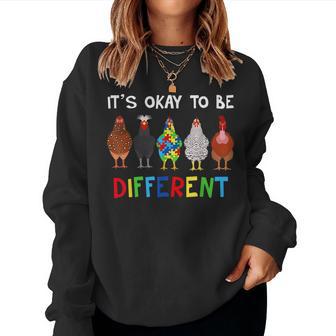 It's Ok To Be Different Cute Puzzle Chicken Autism Awareness Women Sweatshirt | Seseable UK