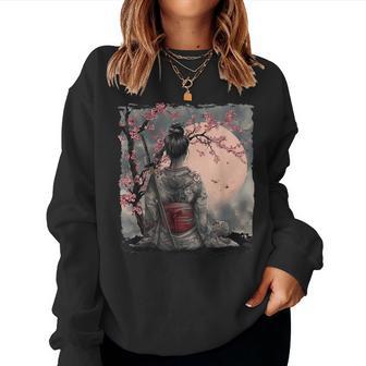 Japanese Geisha Japanese Samurai Girl Sakura Cherry Blossom Women Sweatshirt - Thegiftio UK