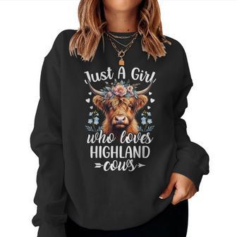 Just A Girl Who Loves Highland Cows Scottish Highland Cows Women Sweatshirt - Thegiftio UK