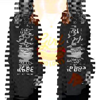 Just A Girl Who Loves Hot Dogs Hot Dog Lover Fast Food Women Sweatshirt | Mazezy