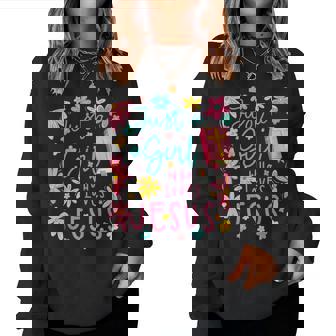 Just A Girl Who Loves Jesus Religious Christian Floral Boho Women Sweatshirt - Thegiftio