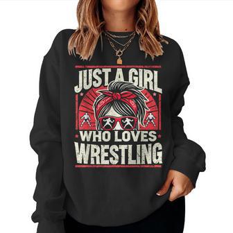 Just A Girl Who Loves Wrestling Girls & Women Wrestler Women Sweatshirt - Thegiftio UK
