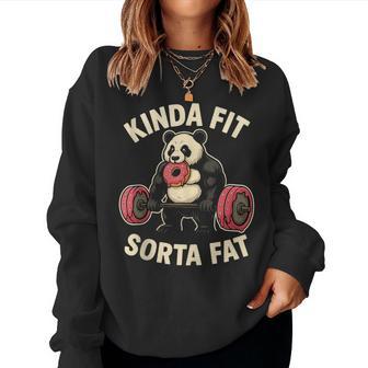 Kinda Fit Sorta Fat Gym Panda Weightlifting Dunat Women Sweatshirt - Thegiftio UK