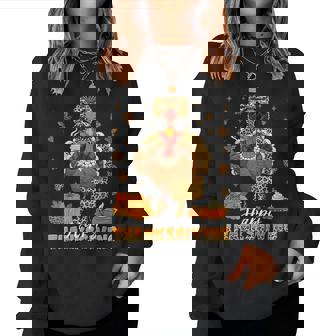 Leopard Bougie Turkey Drinking Coffee Happy Thanksgiving Women Sweatshirt | Mazezy