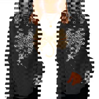 Leopard Coquette Bow Phlebotomist Nurse Phlebotomy Phleb Women Sweatshirt | Seseable FR