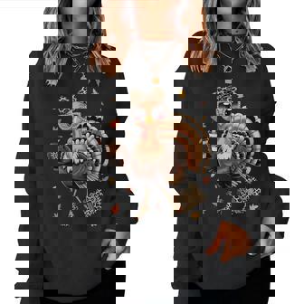 Leopard Turkey Drinking Coffee Thanksgiving Turkey Day Women Sweatshirt | Seseable FR