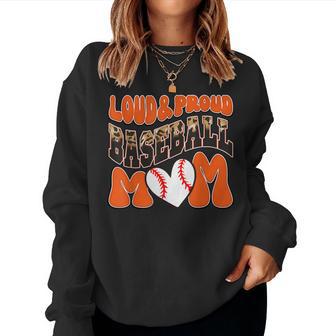 Loud Proud Baseball Mom Orange Team Leopard Baseball Mom Women Sweatshirt - Thegiftio UK
