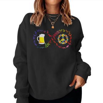 Love Peace Drinking Beer Hilarant Cadeau Hippie Pour Amateur De Bière Sweat-shirt pour femme - Cadeauxyz