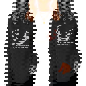 Lung Cancer Awareness Butterfly White Ribbon Support Womens Women Sweatshirt | Mazezy