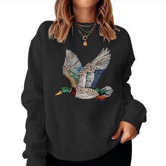 Mallard Duck Camouflage Flying Duck Hunting Season Women Sweatshirt - Thegiftio UK