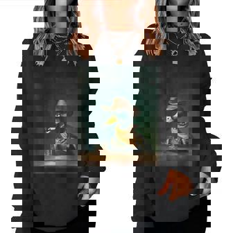 Mallard Smoking Cigarette Vintage Mallard Duck Cowboy Women Sweatshirt | Seseable FR