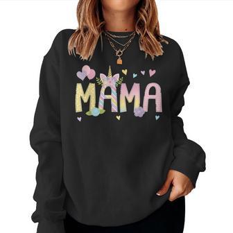 Mama Mom Matching Birthday Squad Crew Unicorn Family Women Sweatshirt - Seseable