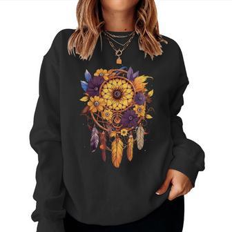 Mandala Sunflower Dream Catcher Women Sweatshirt - Thegiftio UK