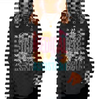 Medical Assistant Leopard Sunflower Butterfly Graphic Women Sweatshirt - Monsterry