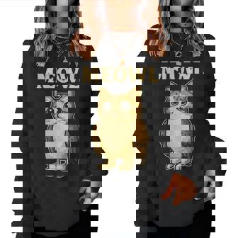 Meowl Mème De Jeu Amusant Pour Chat Et Chouette Sweat-shirt pour femme - Cadeauxyz