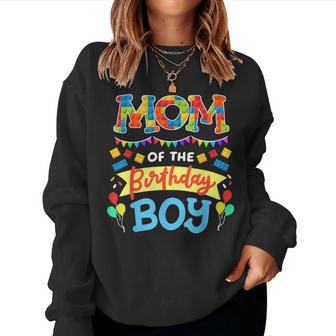 Mom Of The Birthday Boy Building Blocks Bricks Family Women Women Sweatshirt - Thegiftio UK