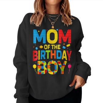 Mom Of The Birthday Boy Birthday Building Block Women Sweatshirt - Thegiftio UK