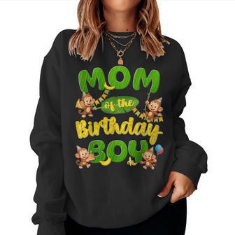 Mom Of The Birthday Boy Monkey Family Matching Party Women Sweatshirt - Thegiftio UK