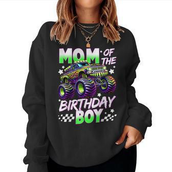 Mom Of The Birthday Boy Monster Truck Family Matching Party Women Sweatshirt - Seseable