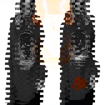 Moon Book Bookshelf Library Coffee Cup Star Stars Pattern Women Sweatshirt - Thegiftio