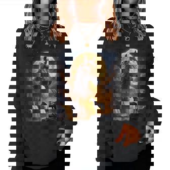 Mystical Retro Majestic Horse Spirit Animal Full Moon Nature Women Sweatshirt | Seseable FR