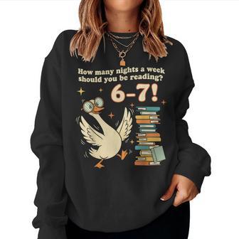 How Many Night A Week Should You Be Reading 67 Teacher Goose Women Sweatshirt - Thegiftio UK