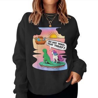 Noah Ark Unicorn Dinosaur Christian Jesus Catholics Bible Women Sweatshirt - Thegiftio