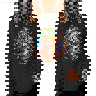 Novacotia Duck Tolling Retriever Toller Dog ステンドグラス レディーススウェットシャツ - Kawaiitshirt