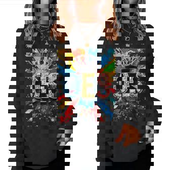 Oes Crown Queen Diamond Watercolor Drip Paint Colorful Women Sweatshirt - Monsterry