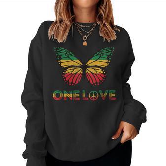 One Love Butterfly Rasta Reggae Peace Rastafari Roots Women Sweatshirt - Thegiftio UK